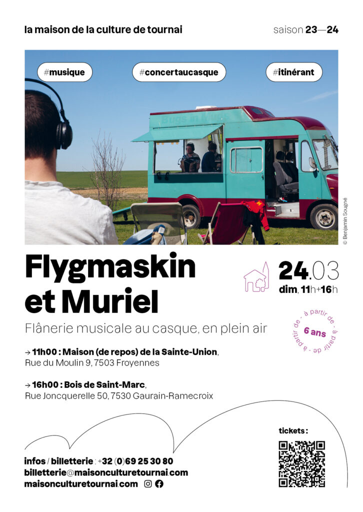 Concert au casque de Flygmaskin dans le cadre de Tournai, Ville en poésie