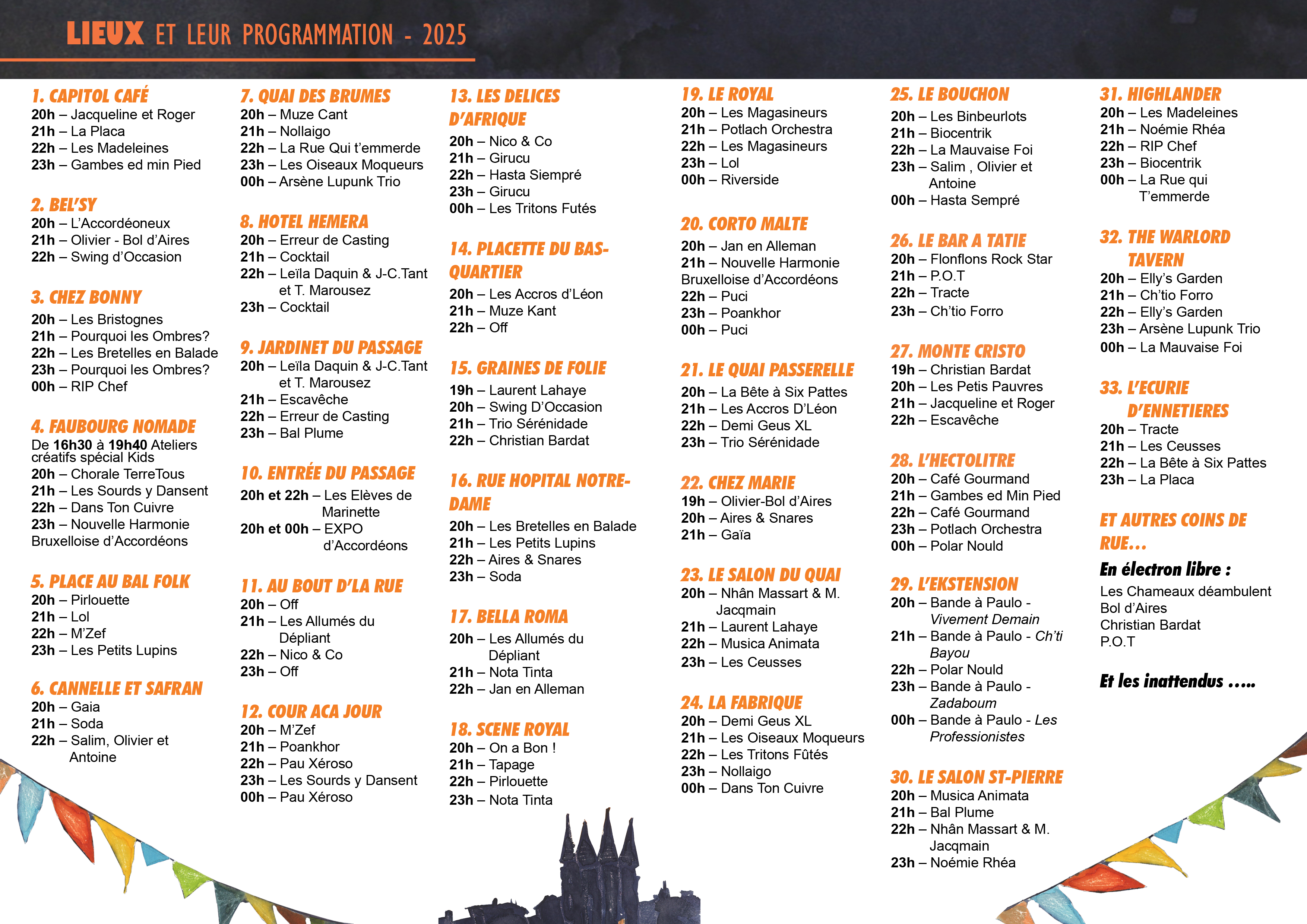 PROGRAMME 2025 - Horaire LIEUX